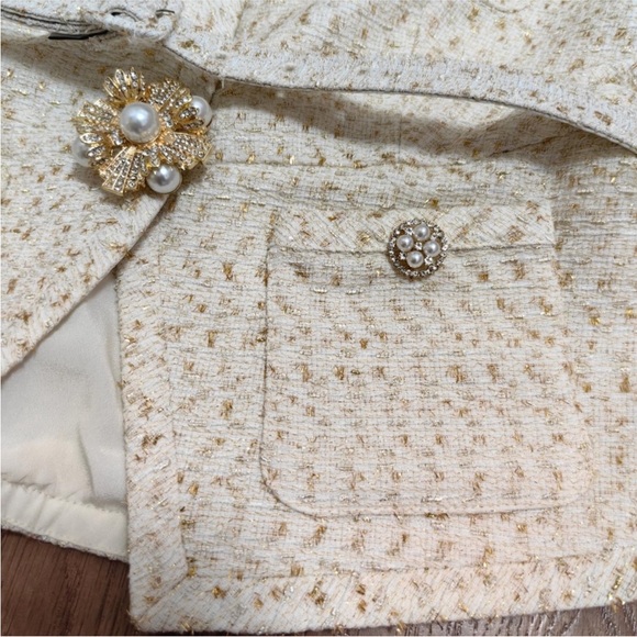 Self-Portrait pleated metallic bouclé jacket minidress - Picture 5 of 7